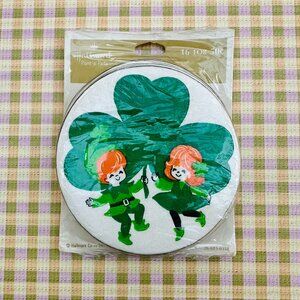 Vintage 1970s St. Patrick's Day Party Decor Leprechaun Coasters Crafting